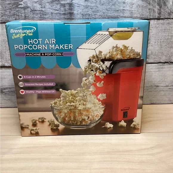 BRENTWOOD PC-486R 8-CUP HOT AIR POPCORN MAKER, RED - Picture 8 of 13